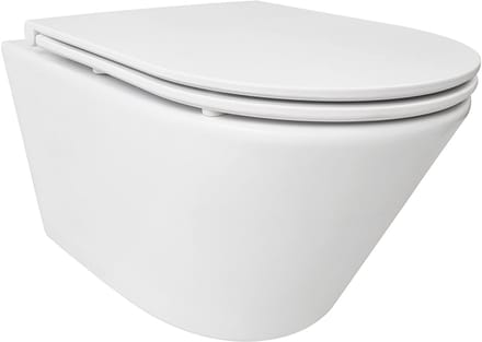 Wiesbaden Vesta Tornado flush wandcloset rimless met Flatline toiletzitting softclose en quick release mat wit