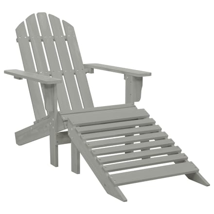 vidaXL - Tuinstoel - met - voetenbank - hout - grijs