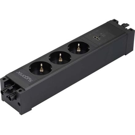 Sygonix SY-6872236 3-voudig Stekkerdoosmodule zonder schakelaar Zwart