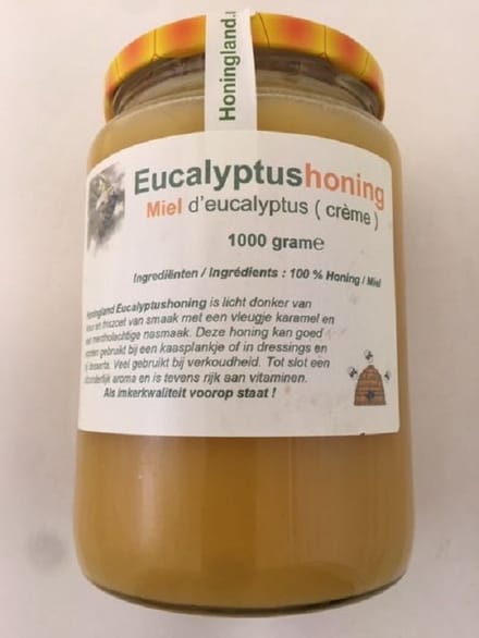 Eucalyptushoning, Miel d'eucalyptus, Eucalyptus Honey (crème) 1000 gram.