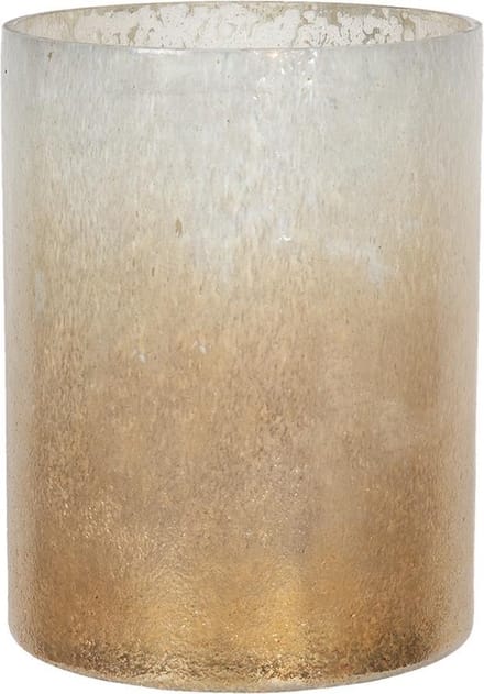 Clayre & Eef Theelichthouder Ø 15x20 cm Beige Bruin Glas Rond Waxinelichthouder