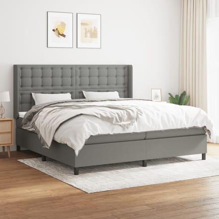 vidaXL - Boxspring - met - matras - stof - donkergrijs - 200x200 - cm
