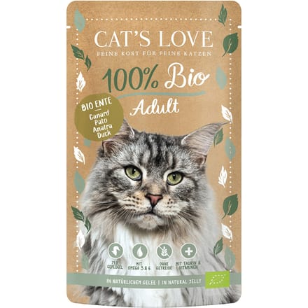 6x100g Cat's Love Organic Duck Kattenvoer Nat