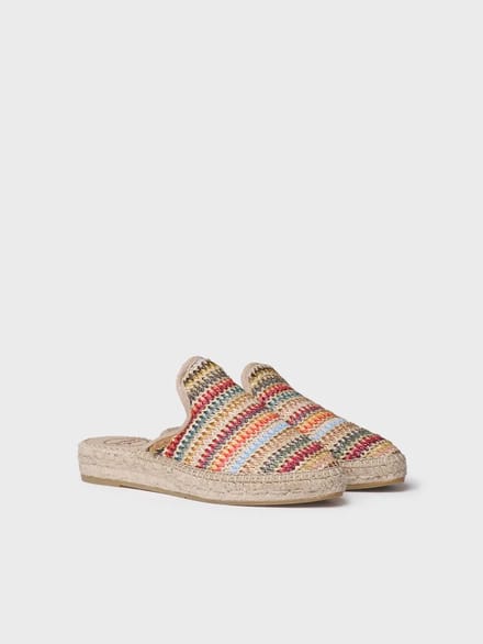 Veelkleurige raffia babouche voor dames in espadrillestijl | JUNI-MA