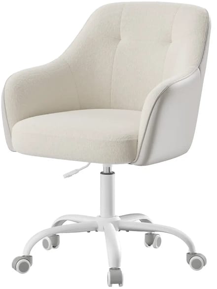 Boucle Bureaustoel – Crème, Verstelbaar, met Wielen