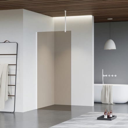 FugaFlow Eccelente Vetro inloopdouche - 110x200cm - rookglas - plafondarm - mat wit