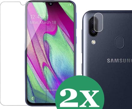 2x Screenprotector geschikt voor Samsung Galaxy A40 - 2x Camera Screen Protector Glas