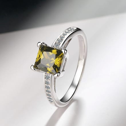 POMOiii Vier Prong Vierkante Zirkoon Ring Sieraden Bruiloft Cadeau 10
