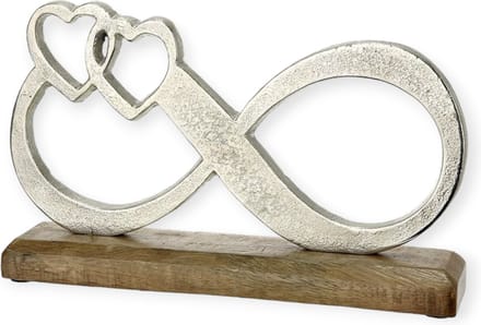Gilde Handwerk - Beeld - Oneindig - 16x25.5x5 cm - Mangohout - Aluminium