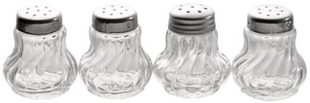 APS mini zout en peper strooiers - set van 4 - glas en RVS - vaatwasserbestendig