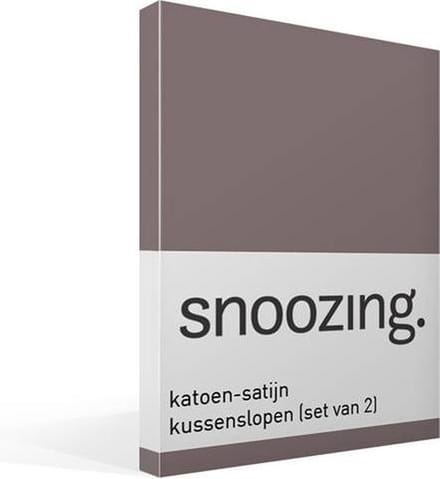 Snoozing - Katoen-satijn - Kussenslopen - Set van 2 - 60x70 cm - Taupe