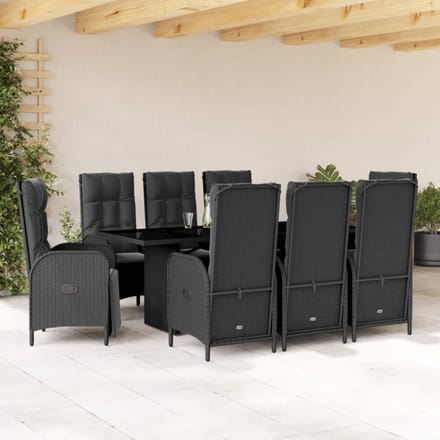 vidaXL - 9-delige - Tuinset - poly - rattan - zwart