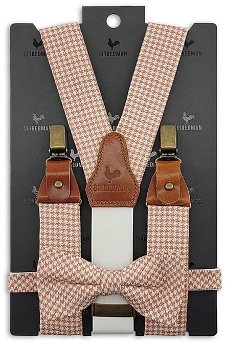 Sir Redman - Bretels met strik - bretels combi pack Paris Breeze - steenrood / off white