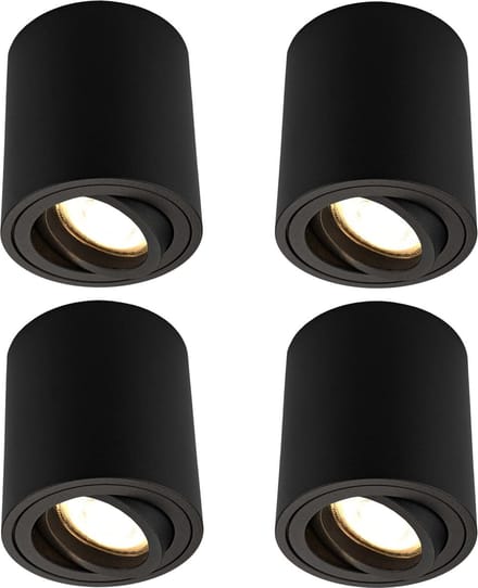 Ledvion - 4X LED Opbouwspots - Dimbaar - 5W - 2700K - Zwart