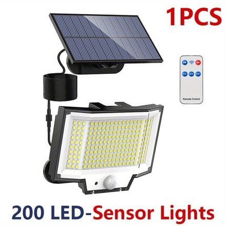 Solar Buitenlamp met Bewegingssensor - Solar Wandlamp met Sensor - Zonne-energie - 200 LED's