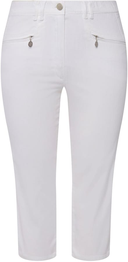 Ulla Popken - Dames - 7/8-Broek Mony kuitlang ritszakken stretch - Sneeuwwit - Maat 48