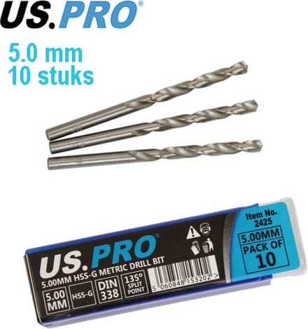 Metaal boren HSS-G 5.0 mm (10 stuks)