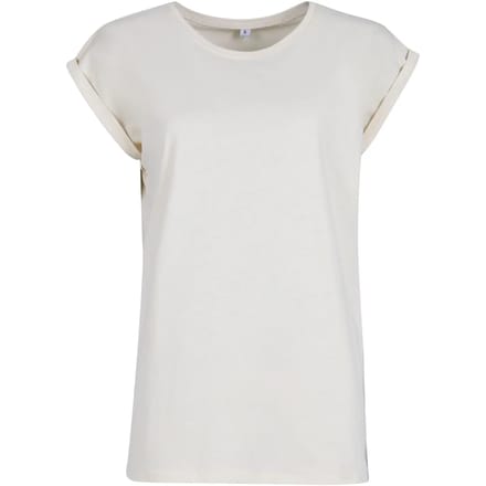 Build Your Brand - Extended Shoulder Dames T-shirt - White Sand maat M