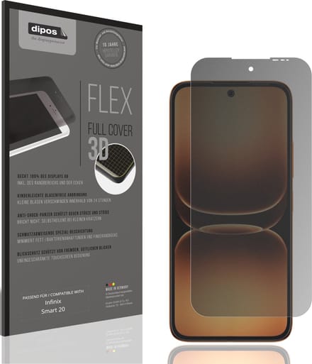 dipos FLEX – Matte Privacy Screenprotector geschikt voor Infinix Smart 20 | Volledige Schermbescherming | Case-Friendly