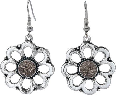 Behave - Oorhangers dames bloemvormig - Boho chic trend - Zilverkleur