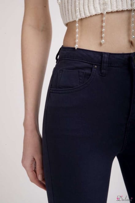 Broek Toxik3 hoge taille skinny L185 donkerblauw
