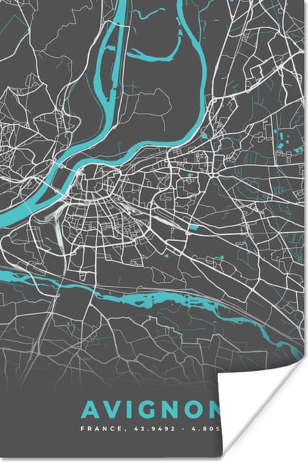 Poster Avignon - Kaart - Stadskaart - Plattegrond - Frankrijk - 60x90 cm