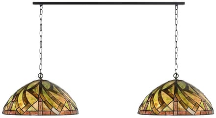 2 x Tiffany Willow met ketting lampen aan plafondbalk - Art Deco Trade