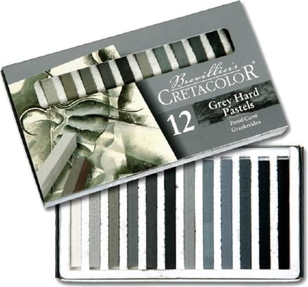 Cretacolor hard pastel set grijs - 12 kleuren voor kunstenaars.
