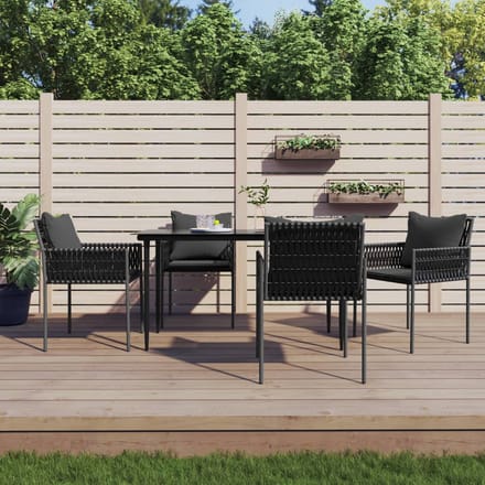 vidaXL - 5-delige - Tuinset - met - kussens - poly - rattan - en - staal