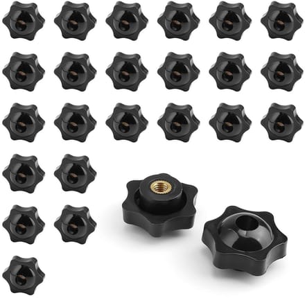 Set van 25 Ergonomische M6 Gripmoeren - Zwarte Knopmoeren voor Industrieel Gebruik, Meubelassemblage en Elektronische Constructie