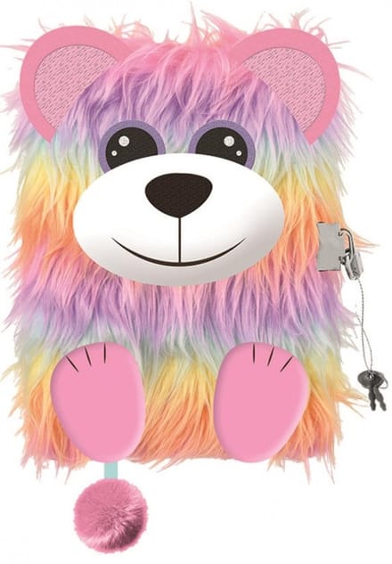 Majewski RAINBOW BEAR Serie - Dagboek met Slot - 3D Vacht - A5 - 96 Pagina's