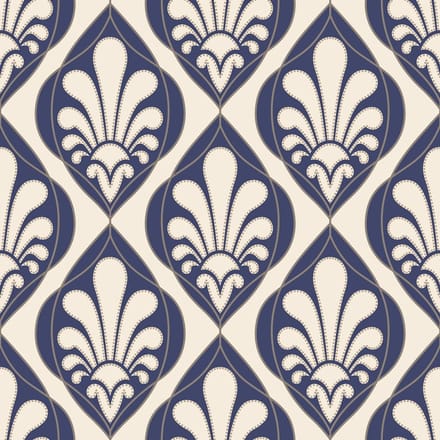 Barok behang 240139 blauw creme goud