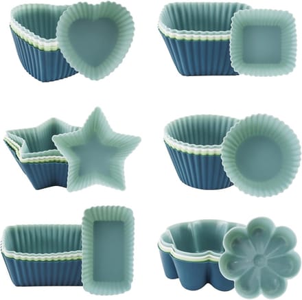 Famanu – Set van 24 herbruikbare siliconen muffinvormpjes in verschillende kleuren