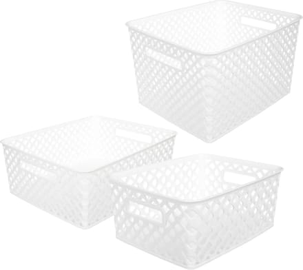 Opbergmanden/opbergboxen - 4L - 11L - 19L - wit - kunststof - set van 3x