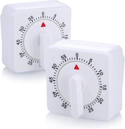 TOVBMUP 2-Pack - Mechanisch - Keukentimer - Luid alarm - Timer - 60 minuten keuken - schooltimer, wit