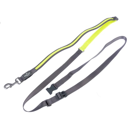 Nomad Tales Spirit USB LED jogging riem neon geel & grijs 25mm breed, 180-250cm lang hond