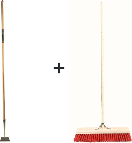 Synx Tools Rechte Schoffel 12cm met Staal 160cm + Nylon Straatbezem 50cm - Rechte Schoffel 12cm - Buitenbezem