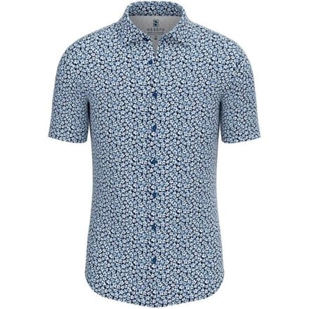 Desoto Overhemd Pointed Blossoms Short Sleeve Navy-Wit / male