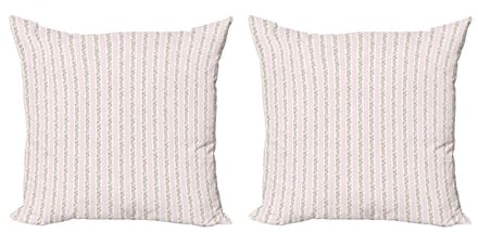 ABAKUHAUS Jaargang Kussensloop Set – 2x60x60 cm – Dubbelzijdig – Lichtroze/Wit