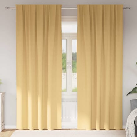 vidaXL - Blackout - Gordijnen - met - Ringen - 2 - st - Beige - 245 - x - 140 - cm - Polyester