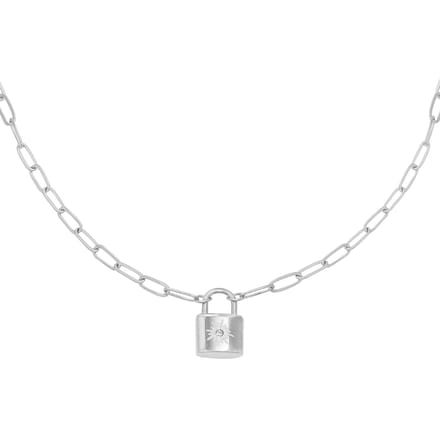 Yehwang Litte lock Ketting - zilverkleurig - roestvrij staal - 45cm