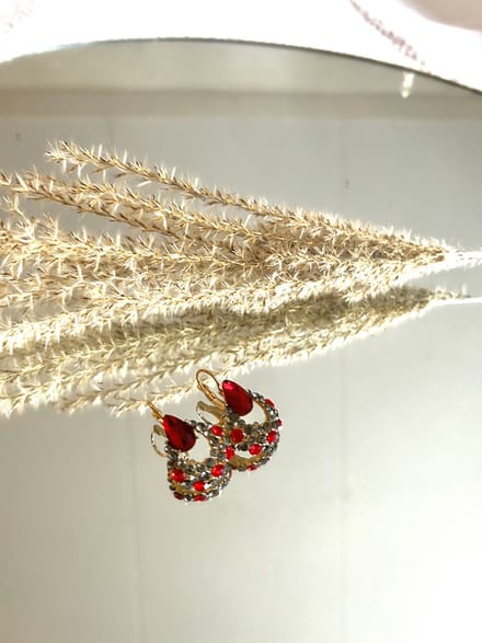 Yehwang - Oorbellen - Rood - Strass steentjes