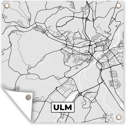 Tuindoek Duitsland - Plattegrond - Kaart - Ulm- Stadskaart - 100x100 cm