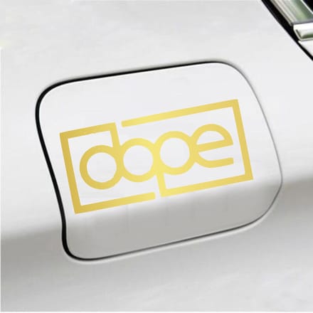 Bumpersticker - Dope - 6,8 X 14,8 - Goud