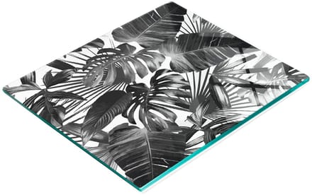 Glazen serveerplank met tropische bladeren, 60x52 cm
