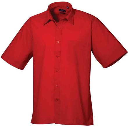 Premier Heren Poplin overhemd met korte mouwen (Rood)