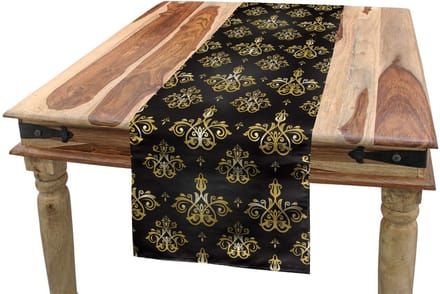 ABAKUHAUS geel damast tafelrok – 40x180 cm, polyester
