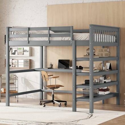 MODFU Bedframe 90x200 cm – wit – minimalistisch dagbed met 2 lades en 3 open vakken