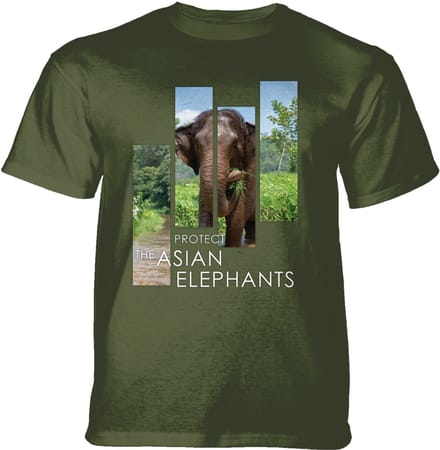 T-shirt Protect Asian Elephant Split Portrait Green M