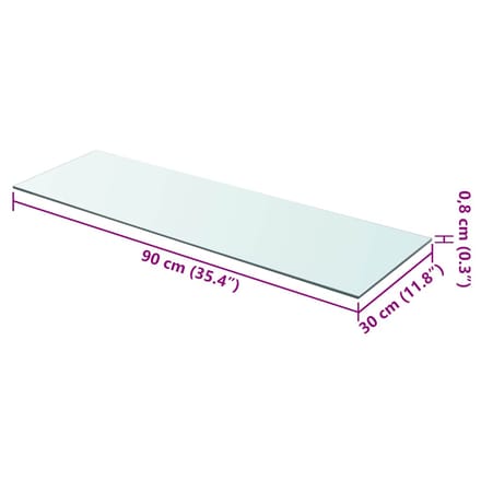 vidaXL - Wandschap - transparant - 90x30 - cm - glas